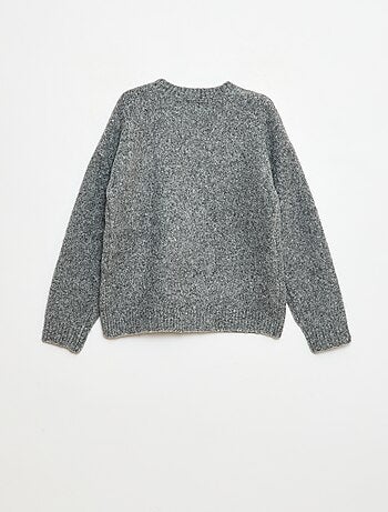 Camisola de gola redonda com flores de crochê lisa