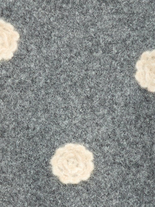 Camisola de gola redonda com flores de crochê lisa - Kiabi