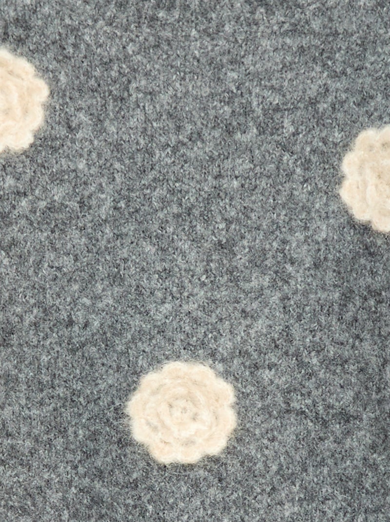 Camisola de gola redonda com flores de crochê lisa Cinza - Kiabi