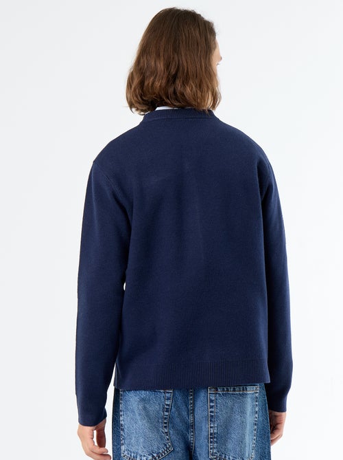Camisola de gola redonda com inscrições - Kiabi