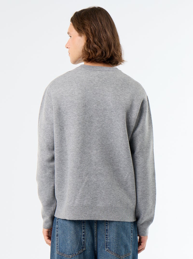 Camisola de gola redonda com inscrições Branco - Kiabi