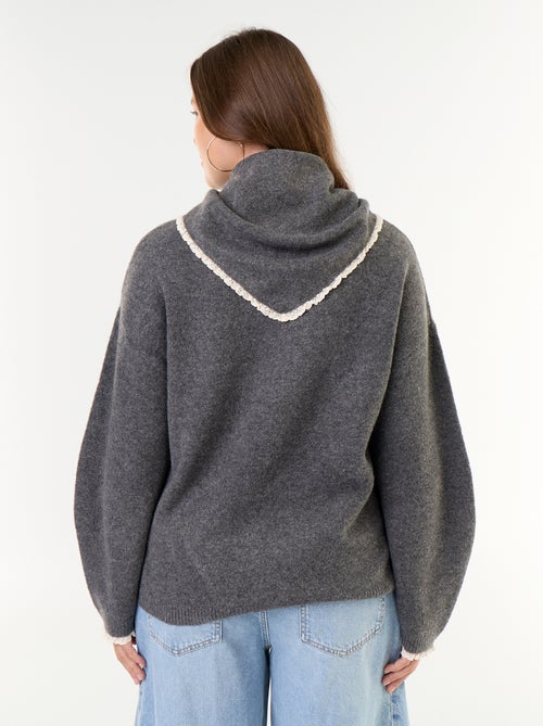 Camisola de gola redonda com mangas largas e lenço a condizer - Kiabi
