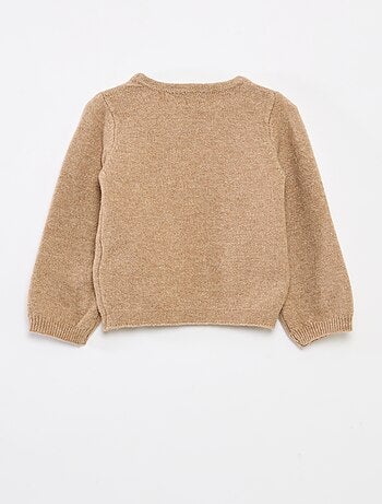 Camisola de gola redonda com nós lisa