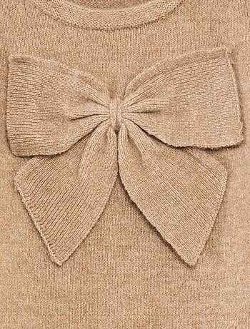 Camisola de gola redonda com nós lisa