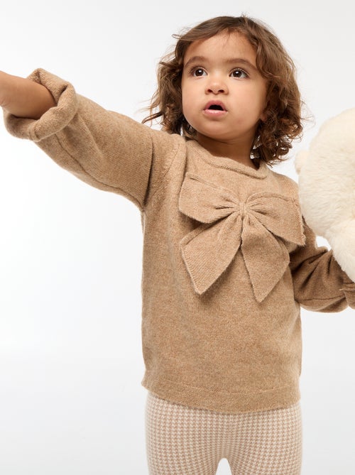 Camisola de gola redonda com nós lisa - Kiabi