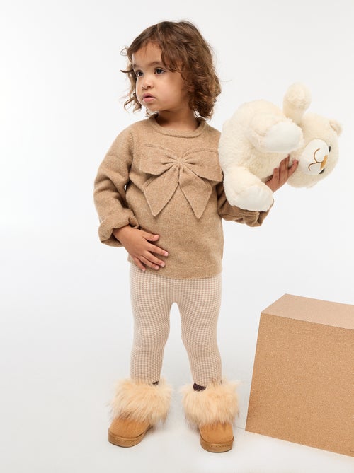 Camisola de gola redonda com nós lisa - Kiabi