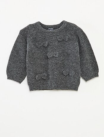 Camisola de gola redonda com nós lisa