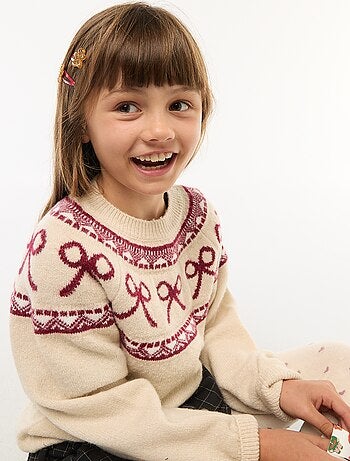 Camisola de gola redonda com padrão de laços