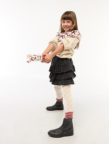 Camisola de gola redonda com padrão de laços