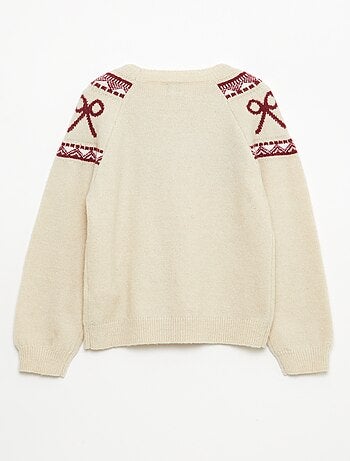 Camisola de gola redonda com padrão de laços