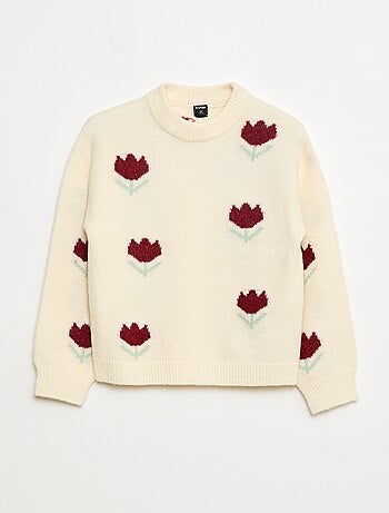 Camisola de gola redonda com padrão