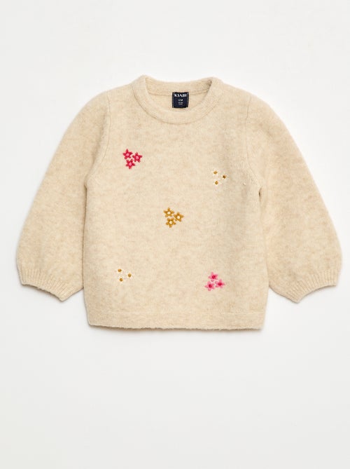 Camisola de gola redonda com padrão tricotado - Kiabi