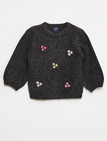 Camisola de gola redonda com padrão tricotado