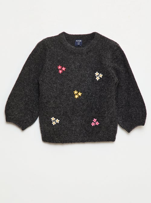 Camisola de gola redonda com padrão tricotado - Kiabi