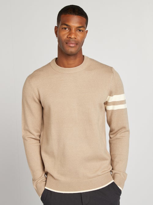 Camisola de gola redonda com riscas - Kiabi