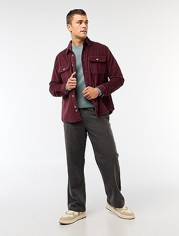 Camisola de gola redonda com textura waffle lisa