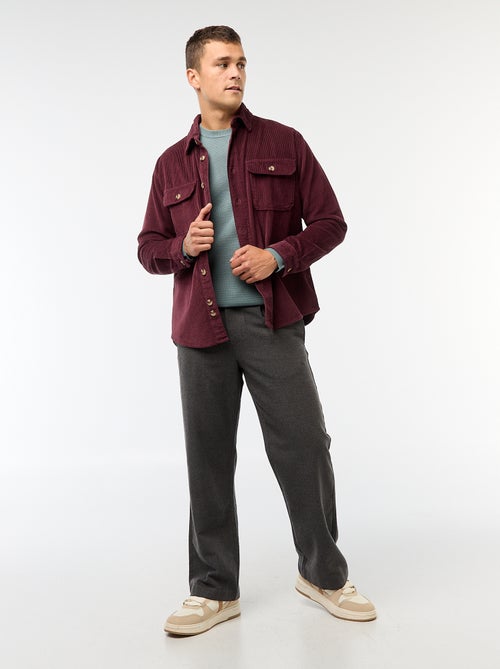 Camisola de gola redonda com textura waffle lisa - Kiabi