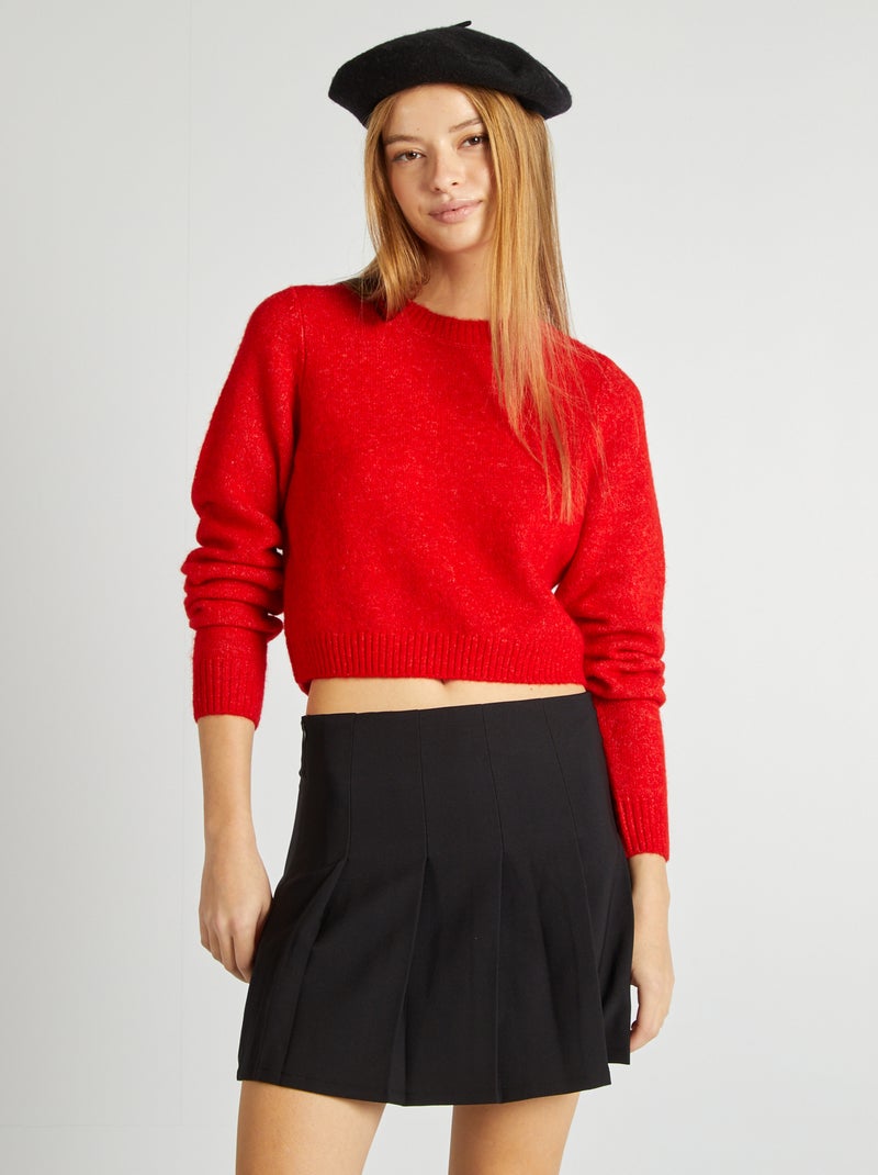 Camisola de gola redonda de lã misturada VERMELHO - Kiabi