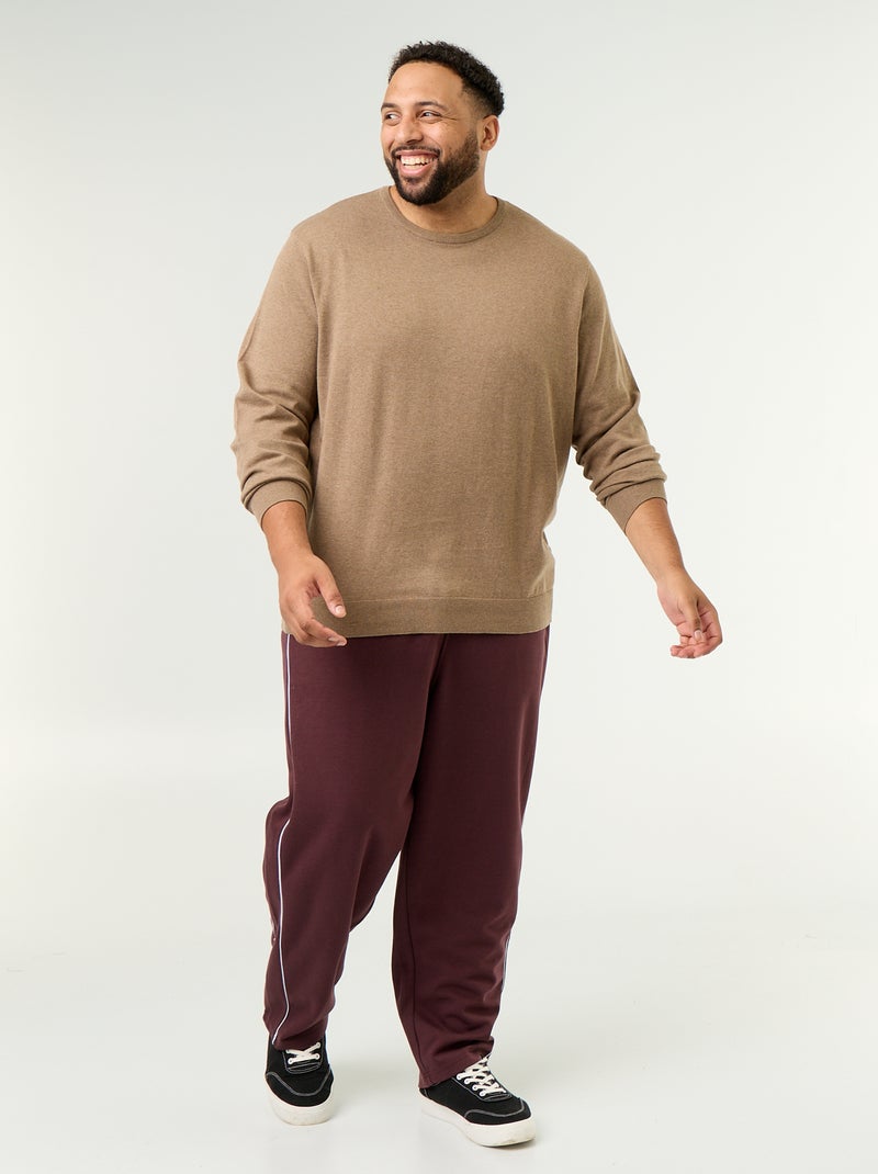 Camisola de gola redonda de malha fina Castanho - Kiabi