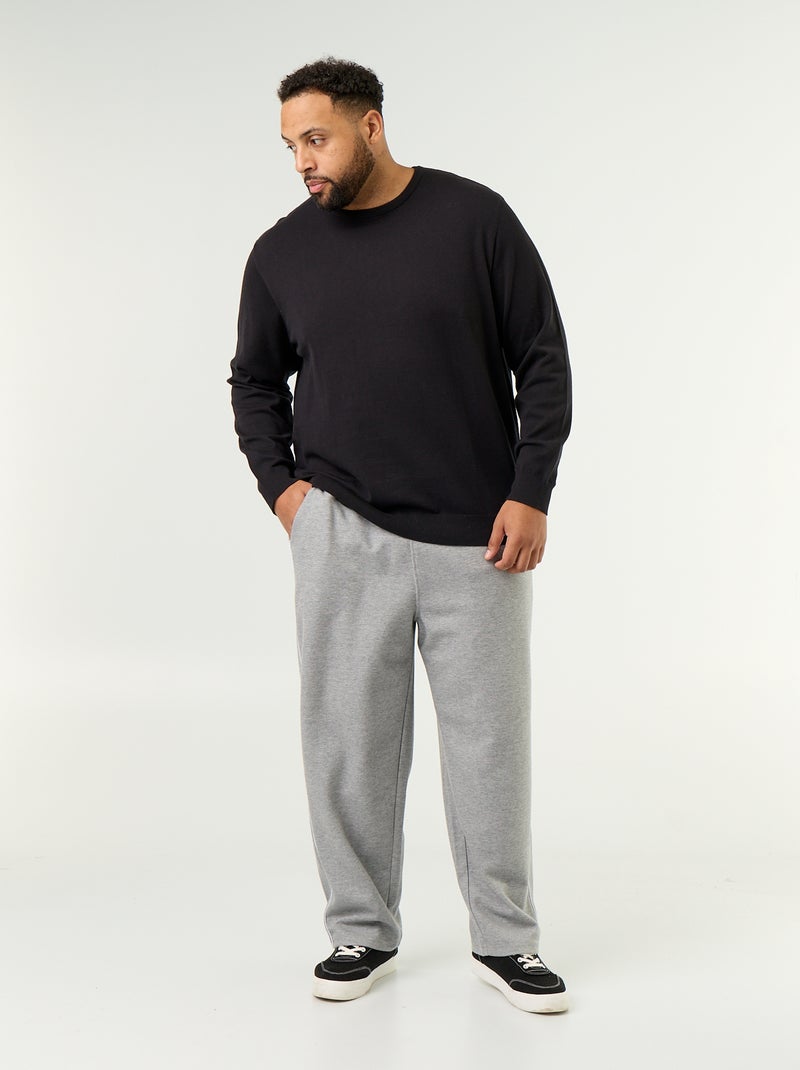 Camisola de gola redonda de malha fina Preto - Kiabi