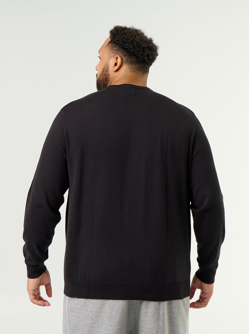 Camisola de gola redonda de malha fina Preto - Kiabi