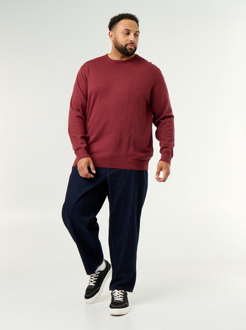 Camisola de gola redonda de malha fina - Kiabi