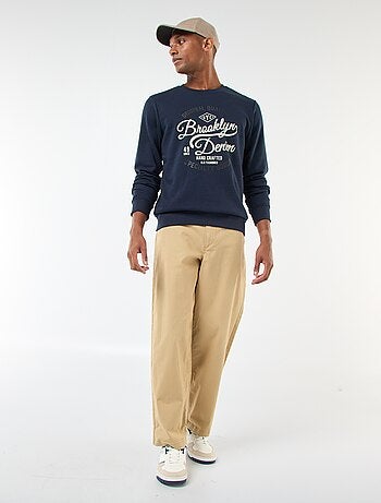 Camisola de gola redonda em algodão
