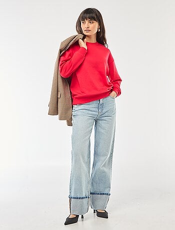 Sweat de gola redonda em french terry liso