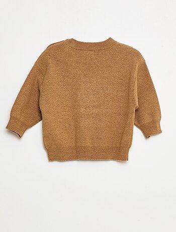Camisola de gola redonda em malha com bordados