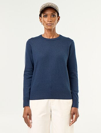 Camisola de gola redonda em malha fina