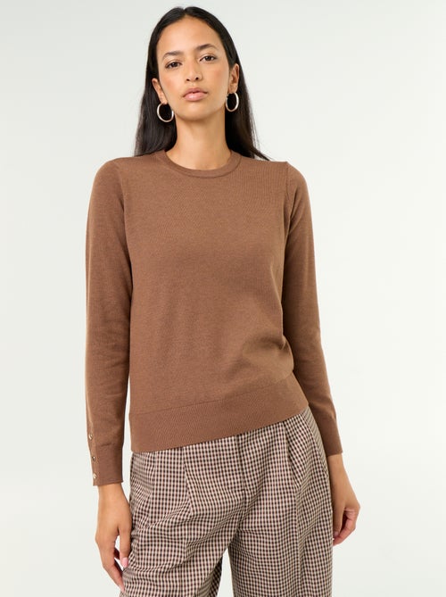 Camisola de gola redonda em malha fina - Kiabi Camisola de gola redonda em malha fina - Kiabi