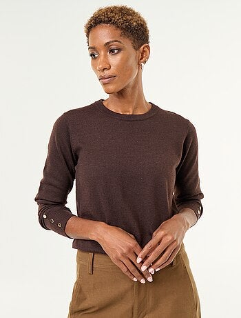 Camisola de gola redonda em malha fina