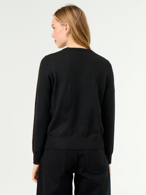 Camisola de gola redonda em malha fina - Kiabi