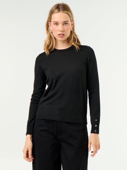 Camisola de gola redonda em malha fina - Kiabi