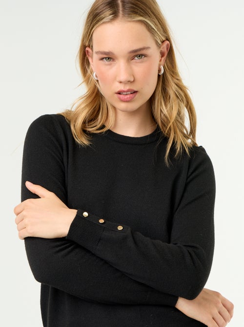 Camisola de gola redonda em malha fina - Kiabi