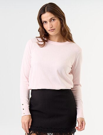 Camisola de gola redonda em malha fina