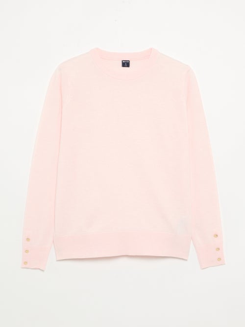 Camisola de gola redonda em malha fina - Kiabi