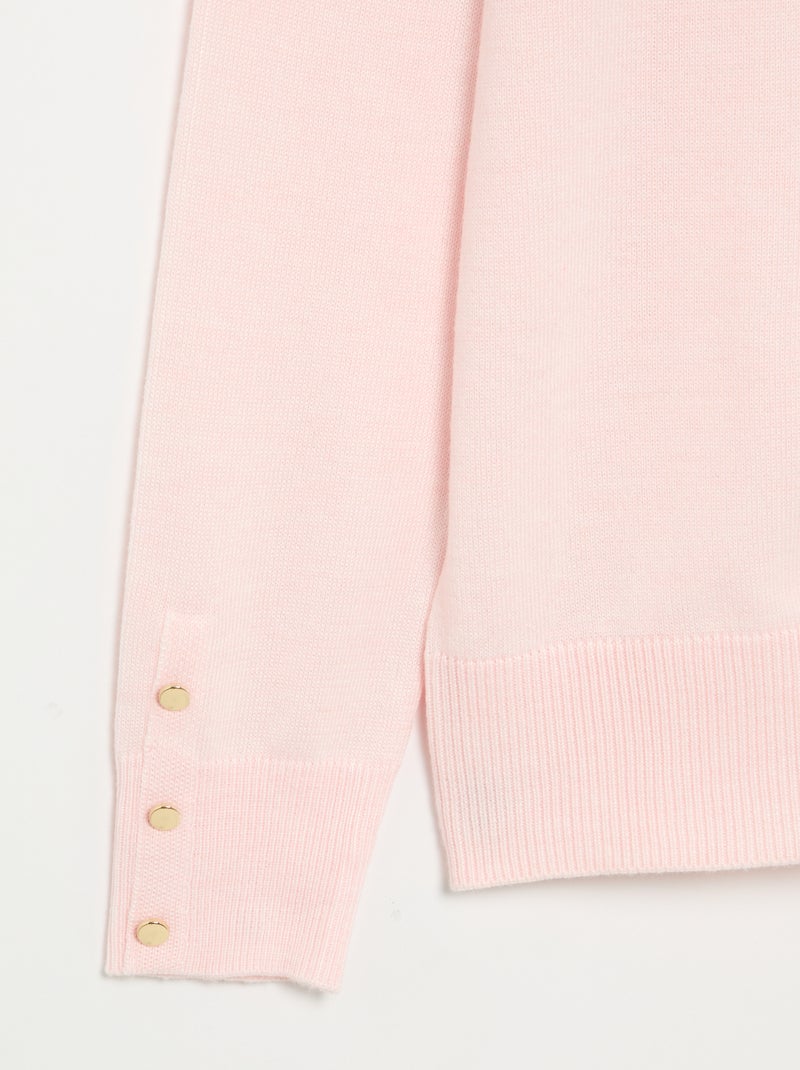 Camisola de gola redonda em malha fina Rosa - Kiabi