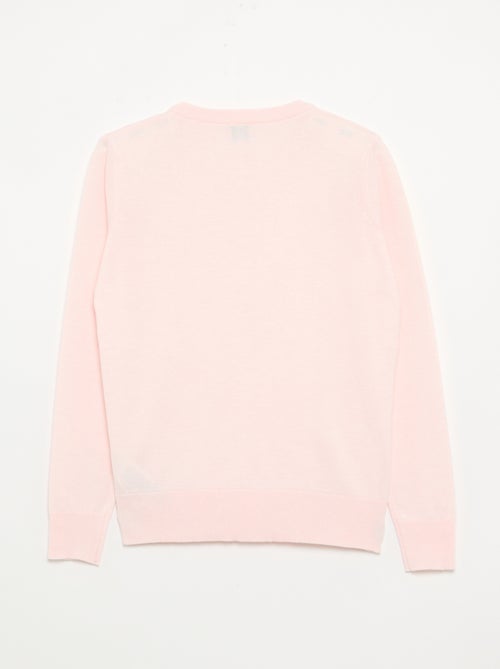Camisola de gola redonda em malha fina - Kiabi