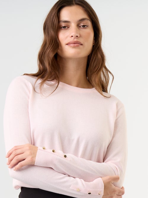 Camisola de gola redonda em malha fina - Kiabi