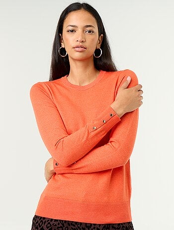 Camisola de gola redonda em malha fina