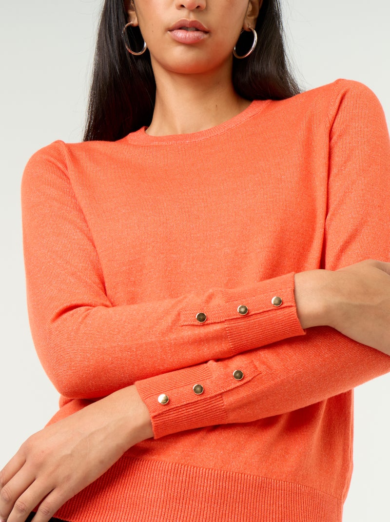Camisola de gola redonda em malha fina Vermelho - Kiabi