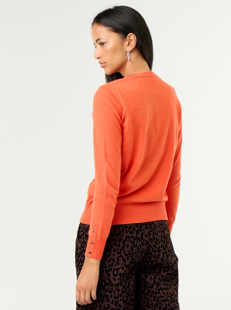 Camisola de gola redonda em malha fina Vermelho - Kiabi