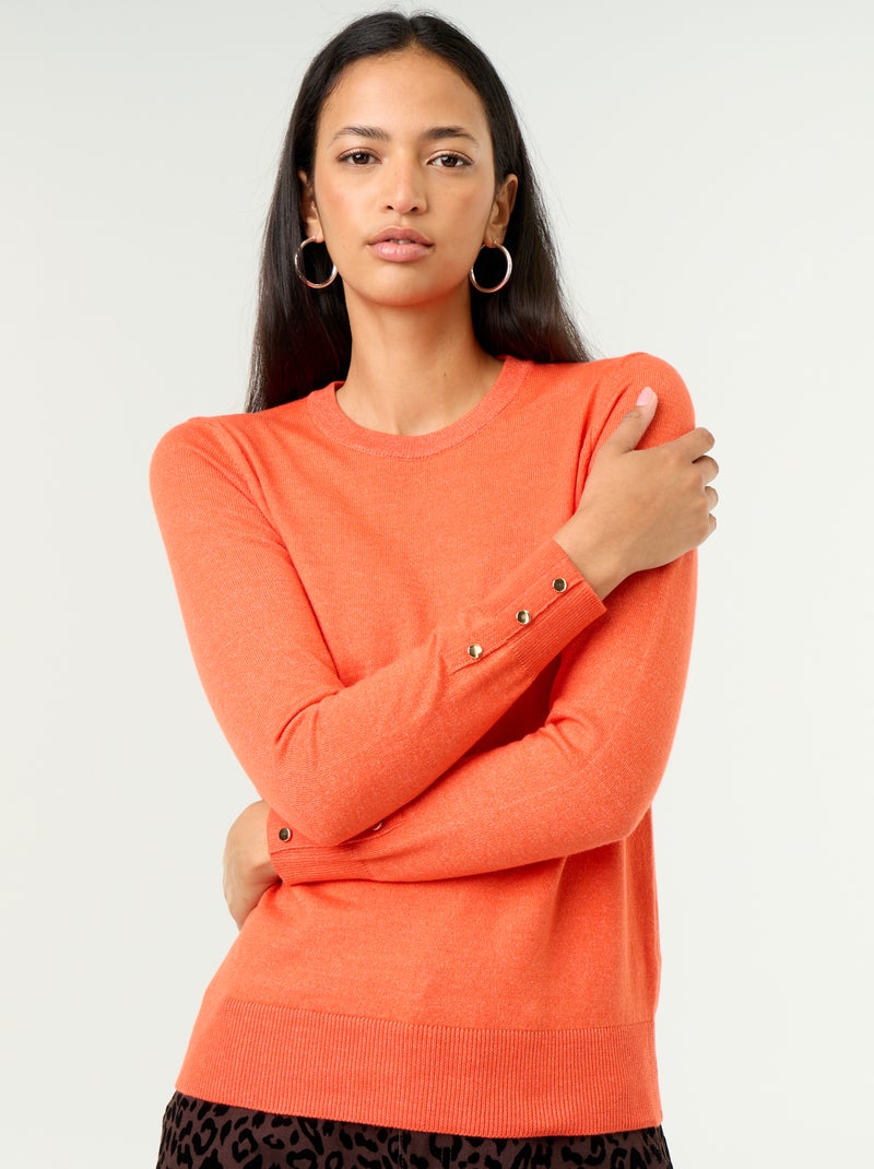 Camisola de gola redonda em malha fina Vermelho - Kiabi