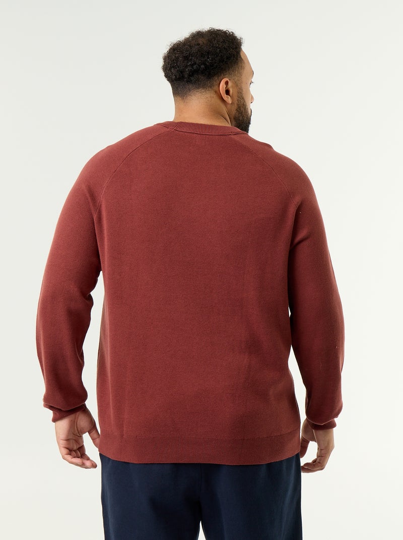 Camisola de gola redonda em malha grossa Castanho - Kiabi