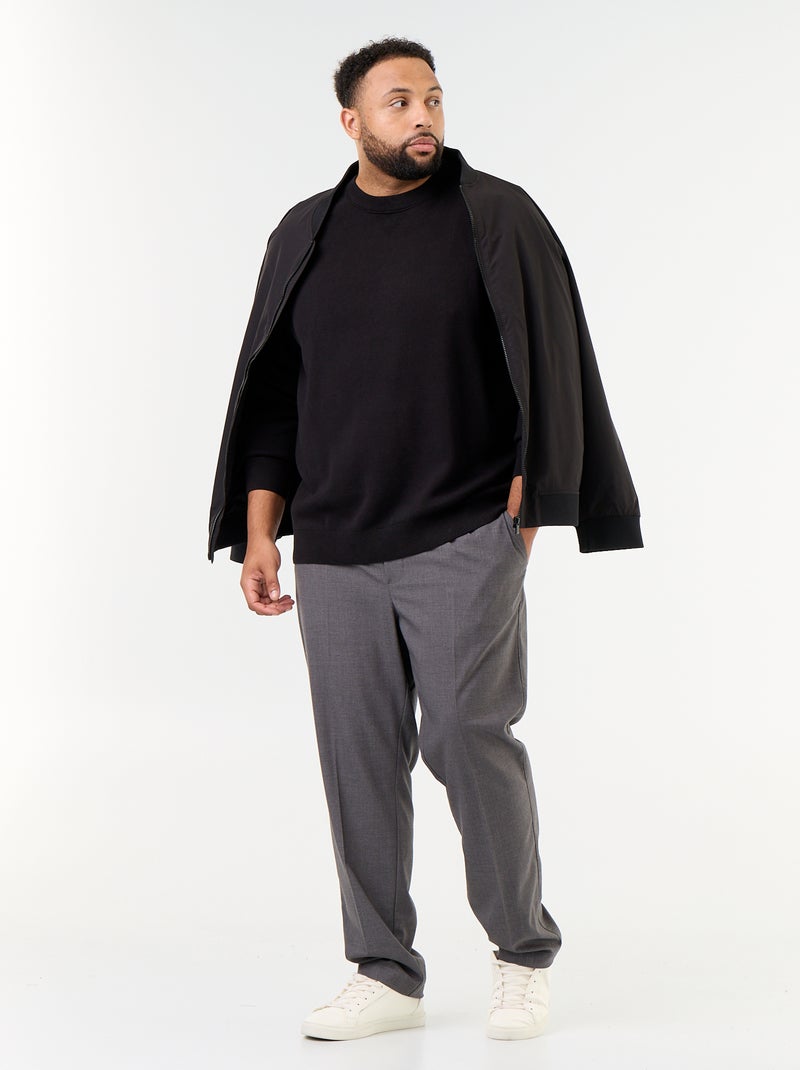Camisola de gola redonda em malha grossa Preto - Kiabi