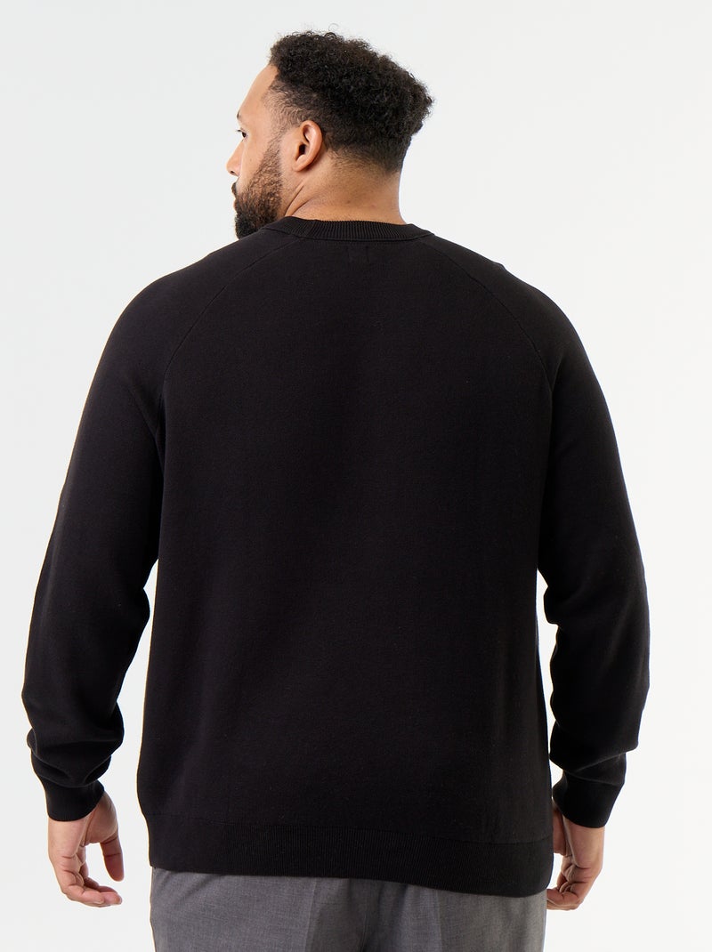 Camisola de gola redonda em malha grossa Preto - Kiabi