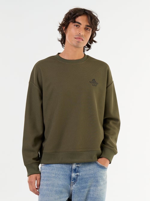Camisola de gola redonda em malha piqué - Kiabi