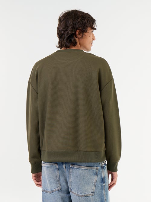 Camisola de gola redonda em malha piqué - Kiabi