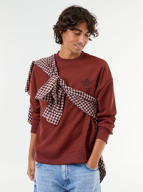 Camisola de gola redonda em malha piqué - Kiabi